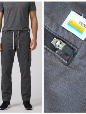 Vuori Men's Ripstop Charcoal Grey Drawstring Pants Elastic Waistband Hiking
